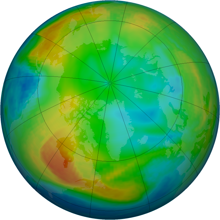 Arctic ozone map for 12 December 1989